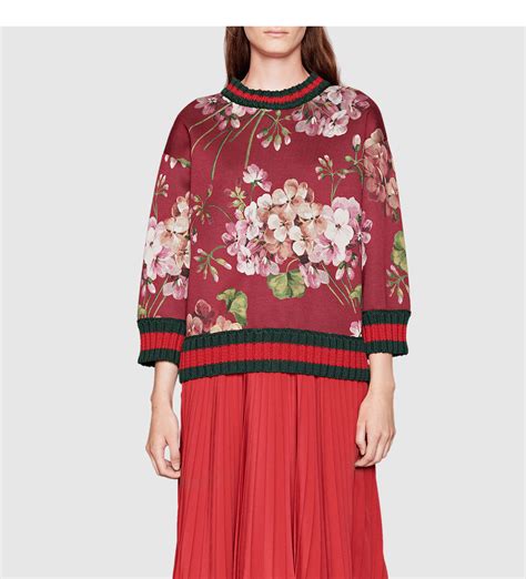 gucci blooms print jersey sweatshirt|GUCCI Printed cotton.